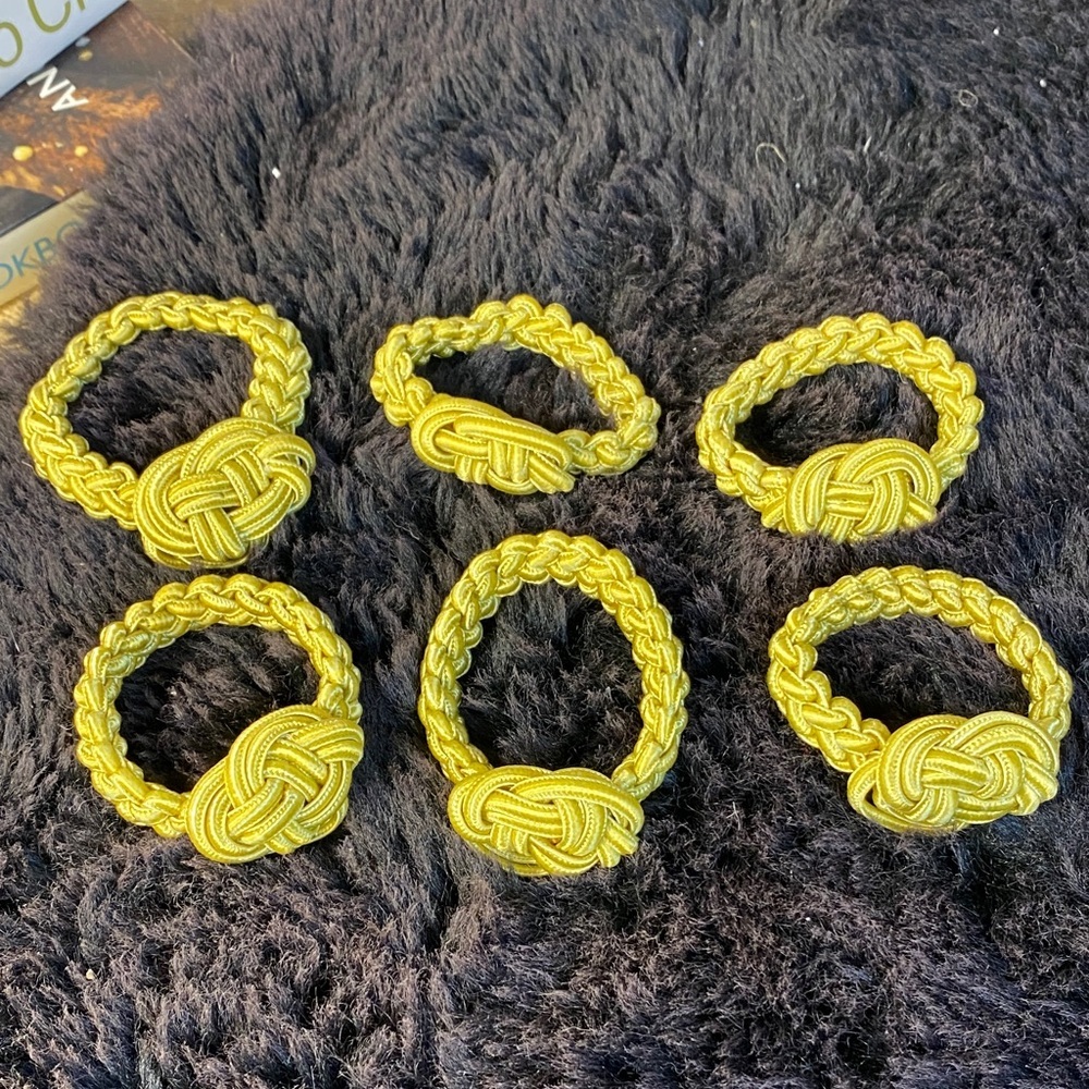 Set of Six handmade napkin rings Round Braided Knot